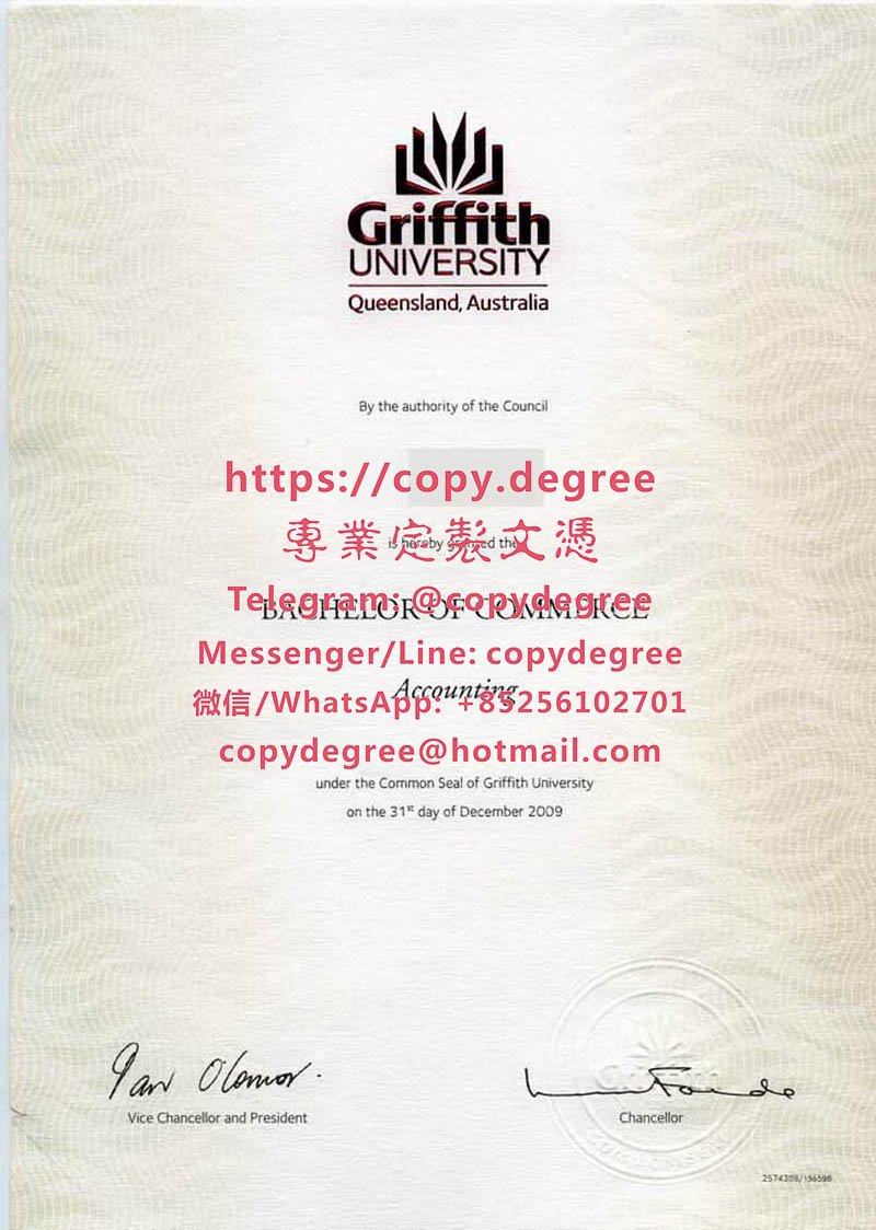 格里菲斯大學文憑模板|製作格里菲斯大學博士碩士文憑|Griffith University