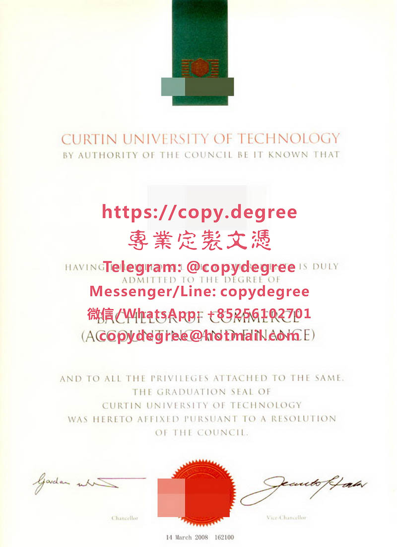 科廷科技大學位證書範本|代辦科廷科技大學博士碩士學位證書|Curtin University