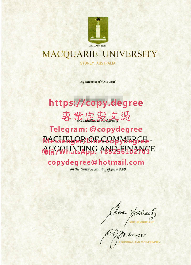 麥考瑞大學學位證書樣本|辦理麥考瑞大學博士文憑證書|Macquarie University