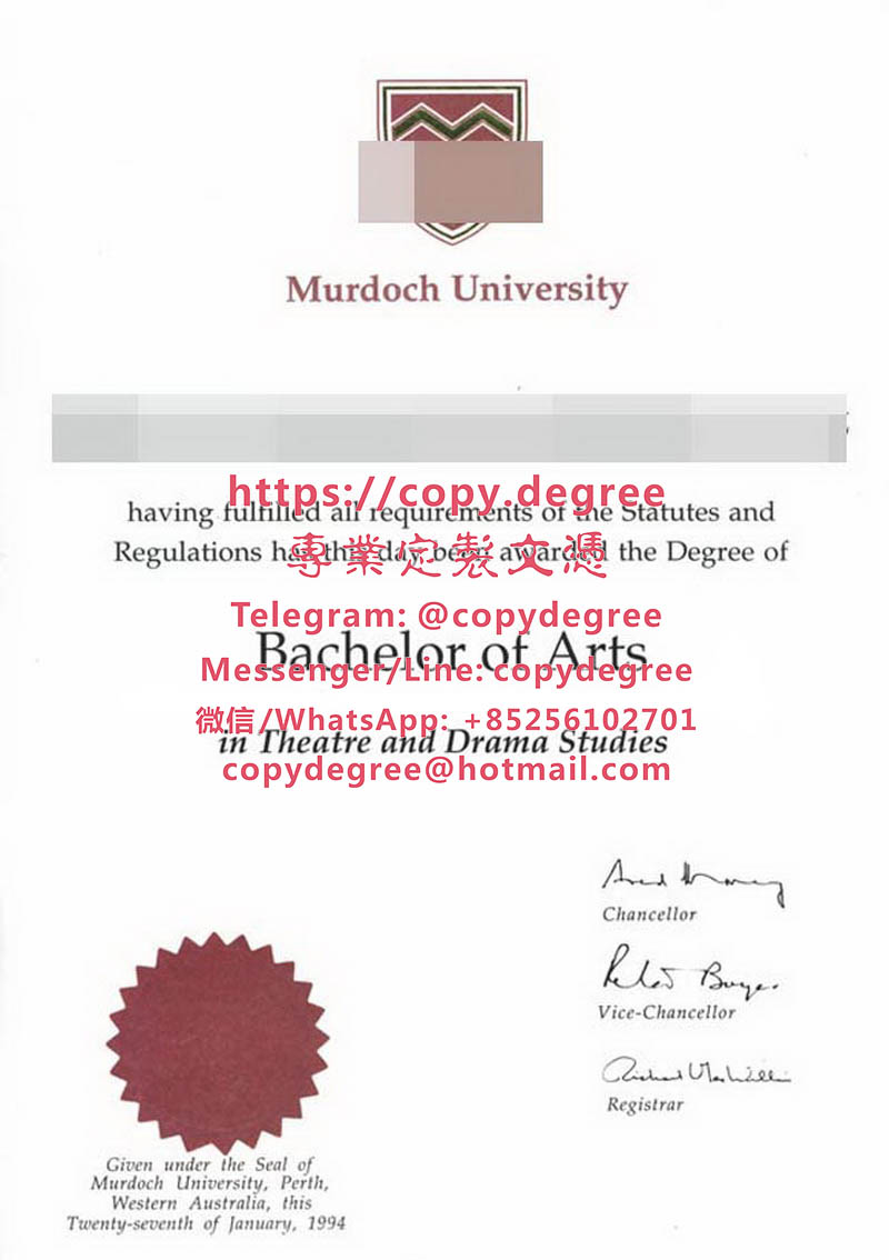 莫道克大學文憑樣本|製作莫道克大學畢業證書|Murdoch University