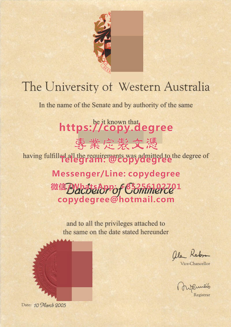 西澳大利亞大學學位證書範本
