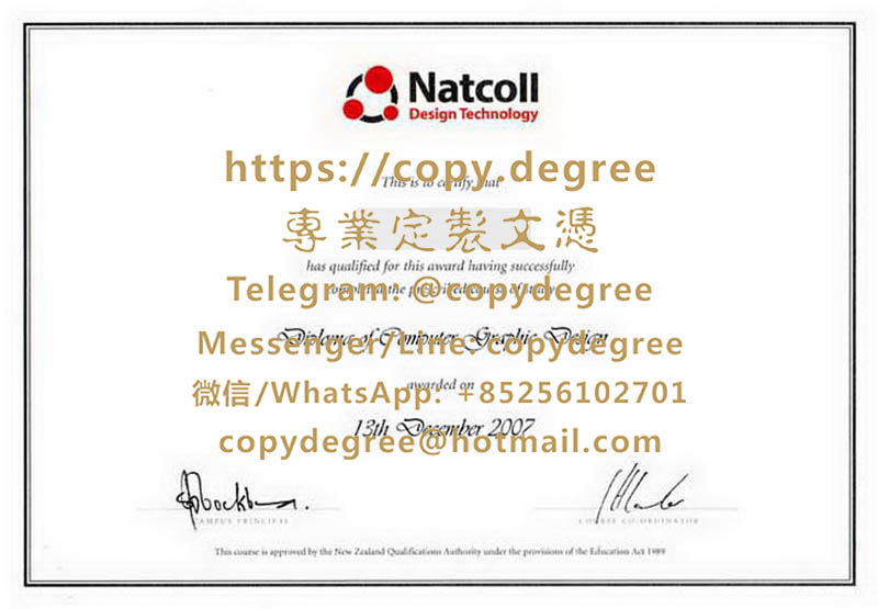 Natcoll設計學院文憑範本