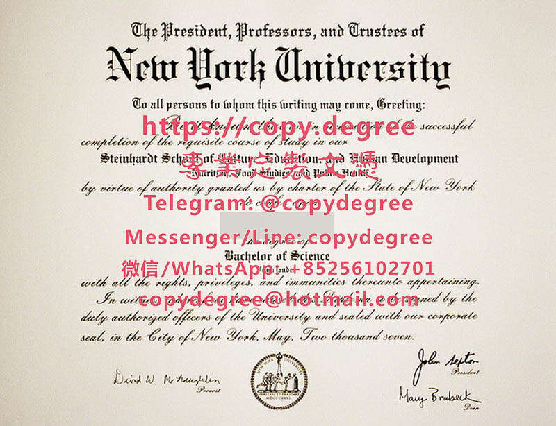 紐約大學文憑範本