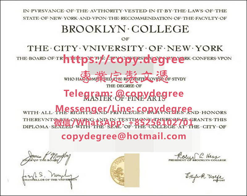 紐約城市大學布魯克林學院文憑範本