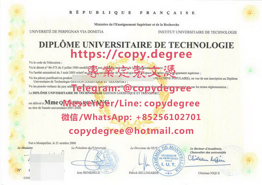 佩皮尼昂大學學位證書樣本|辦理佩皮尼昂大學博士碩士學位證書|制作佩皮尼昂