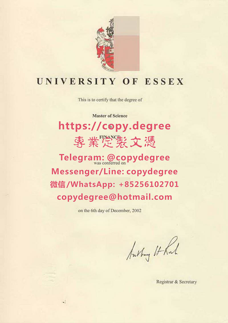 埃塞克斯大學畢業證書範本|製作埃塞克斯大學學位證書|定制埃塞克斯大学博士
