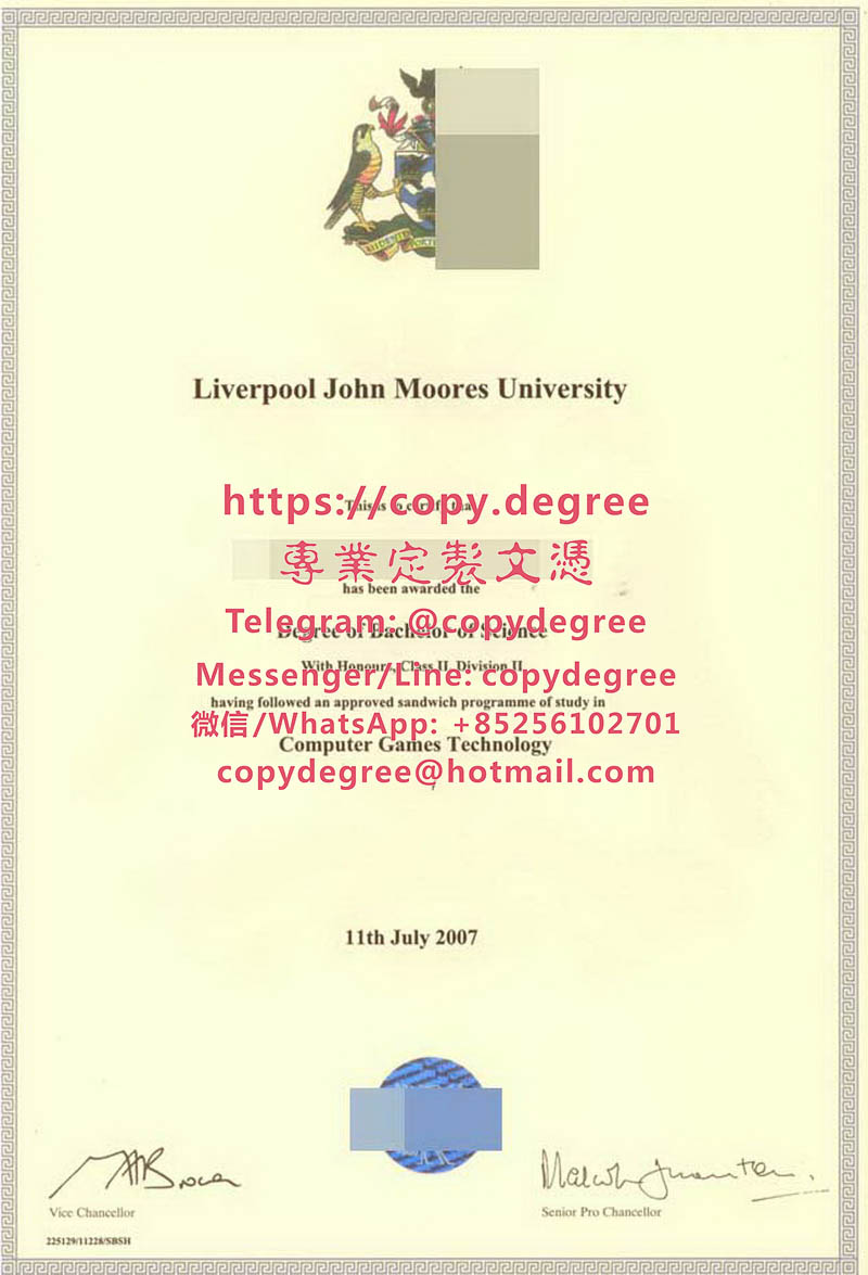 利物浦約翰摩爾大學文憑範本|製作利物浦約翰摩爾大學畢業證書|代办利物浦约