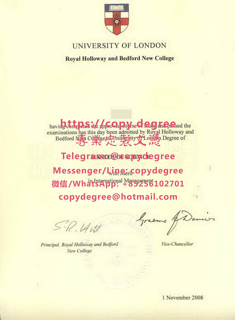 倫敦大學皇家霍洛威·貝德福學院文憑樣本|辦理倫敦大學皇家霍洛威·貝德福學