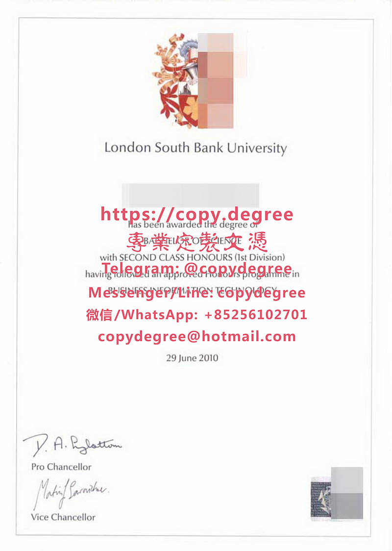 倫敦南岸大學學士學位證書樣本|製作倫敦南岸大學畢業證書|代办伦敦南岸大学