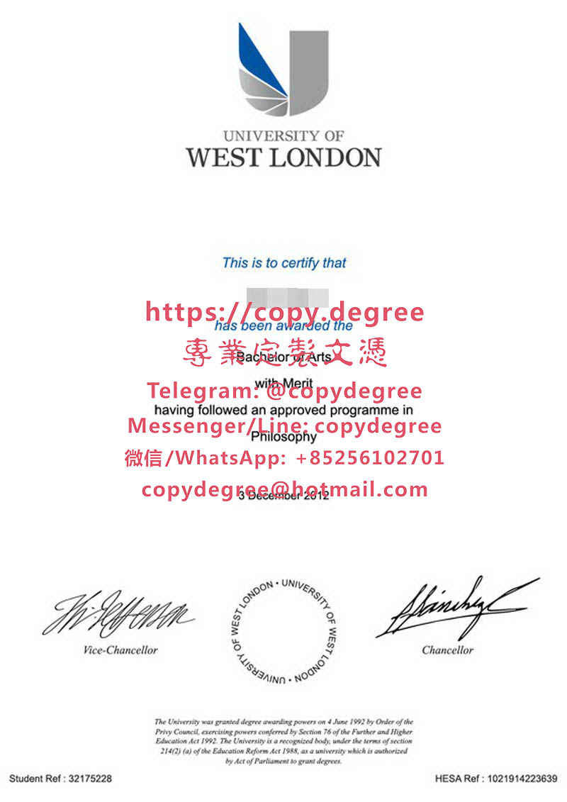 西倫敦大學學士學位證書模板|製作西倫敦大學畢業證書|代办西伦敦大学成绩单