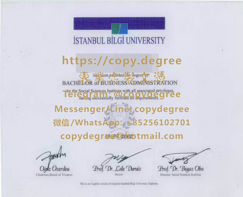 伊斯坦布爾比爾基大學文憑樣本