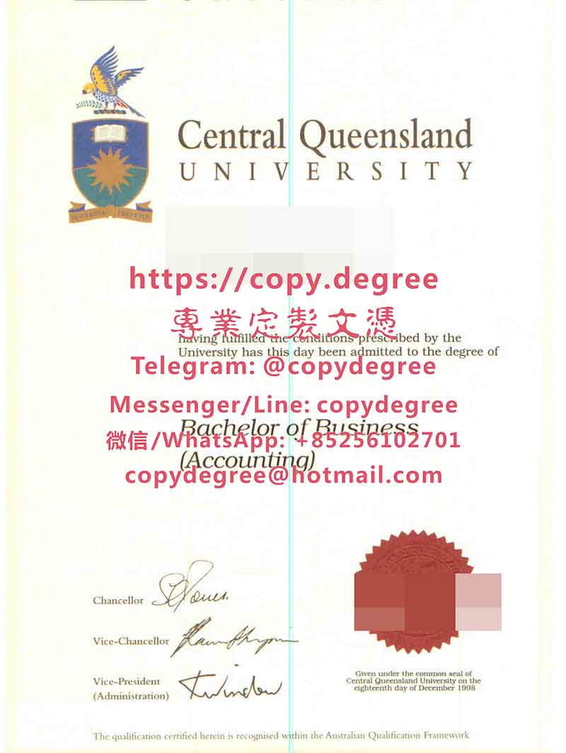 中央昆士兰大学学位证书样本