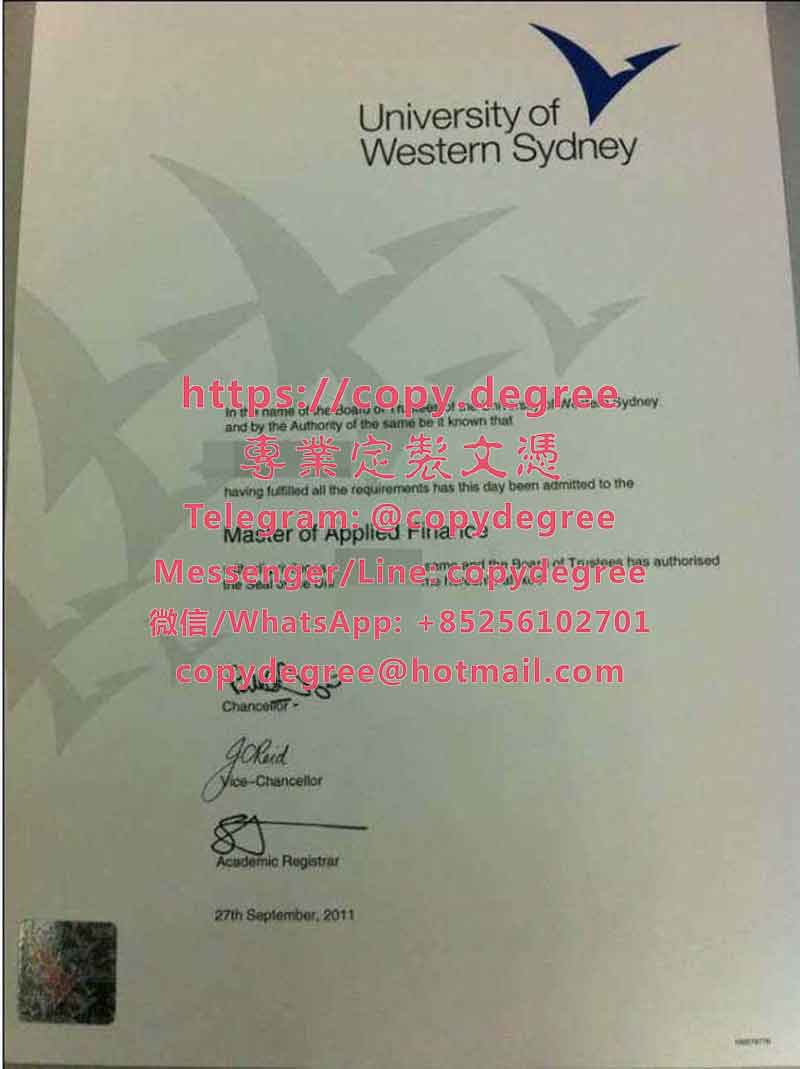 西悉尼大学学位证书范本|辦理西悉尼大學畢業證書|代辦西悉尼大學學士學位證