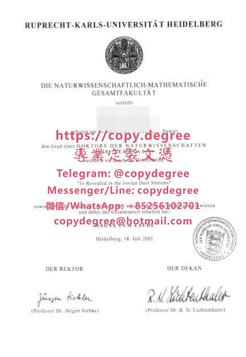 海德堡大学文凭样板|办理海德堡大学博士硕士学位证书|製作海德堡大學畢業證