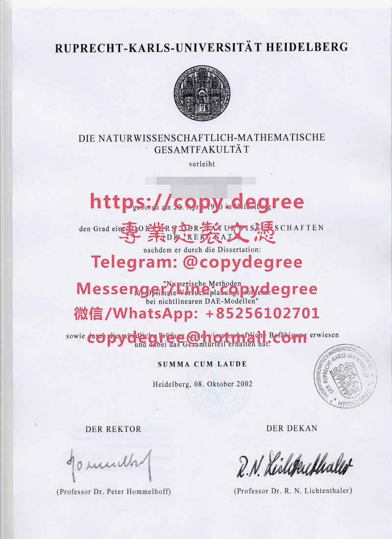 海德堡大学文凭模板|定制海德堡大学成绩单|代辦海德堡大學博士碩士學位證書