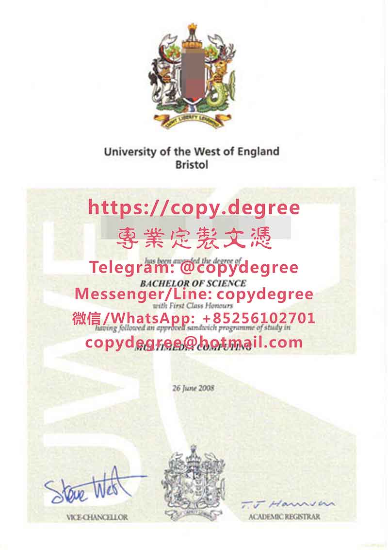西英格蘭大學畢業證書樣板|代辦西英格蘭大學博士碩士文憑|辦理西英格蘭大學